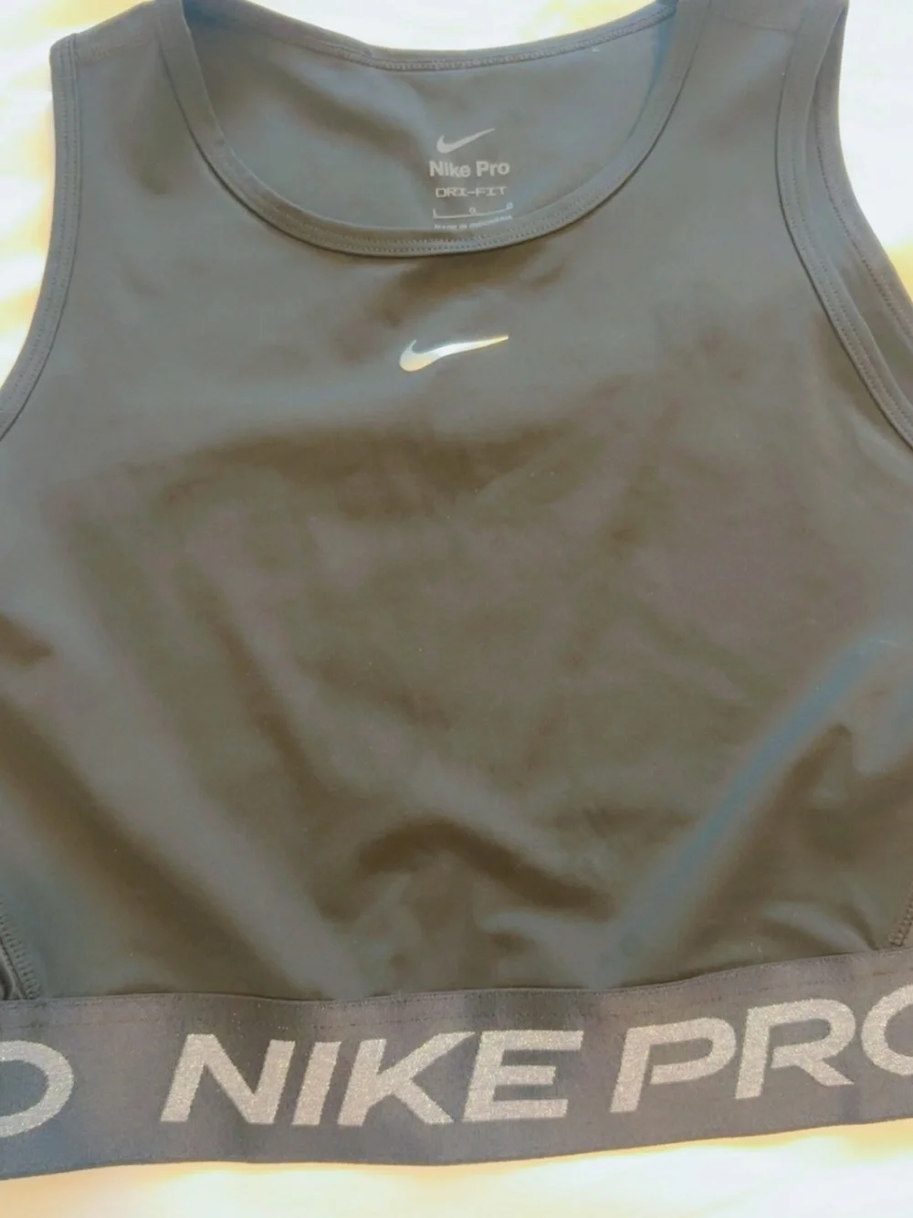 Nike Black Men’s Swim Rash Guard Crop Top with Reflective Swoosh